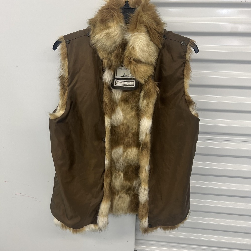 Abercrombie Fitch Vest Women's L Brown Faux Fur Animal Print Mobcore‎